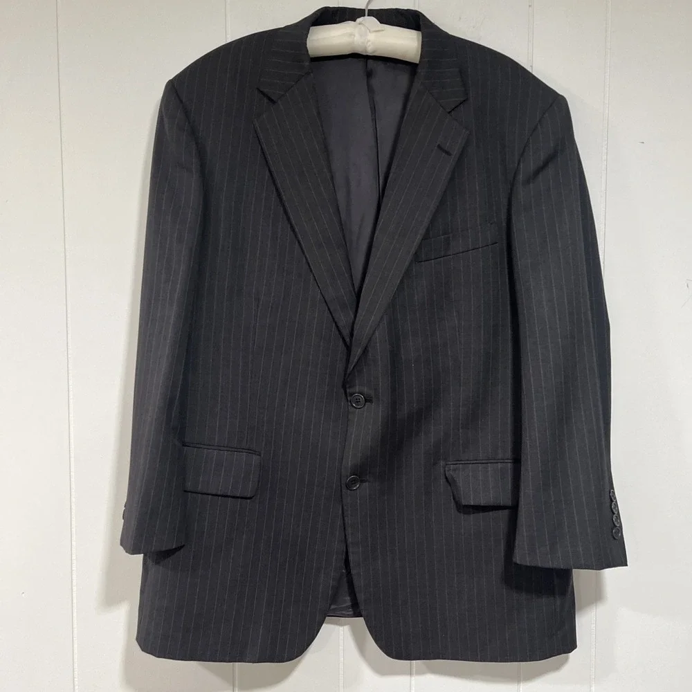 Brooks Brothers Blazer Mens 45 R Gray Pinstripe Jacket Business Made In the USA
